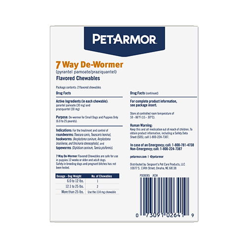 PetArmor 7 Way De Wormer pyrantel pamoate praziquantel