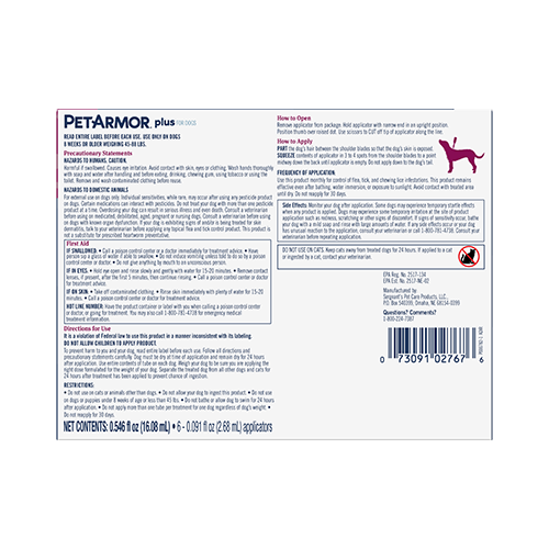 Petarmor PetArmor® Plus Flea & Tick Topical for Dogs