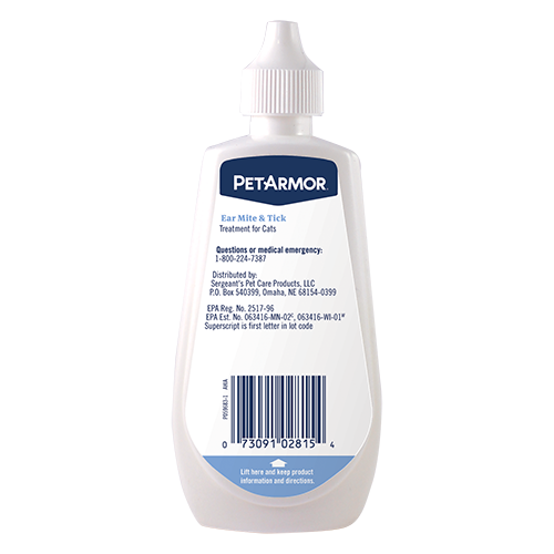PetArmor Ear Mite Tick Treatment for Cats 3oz